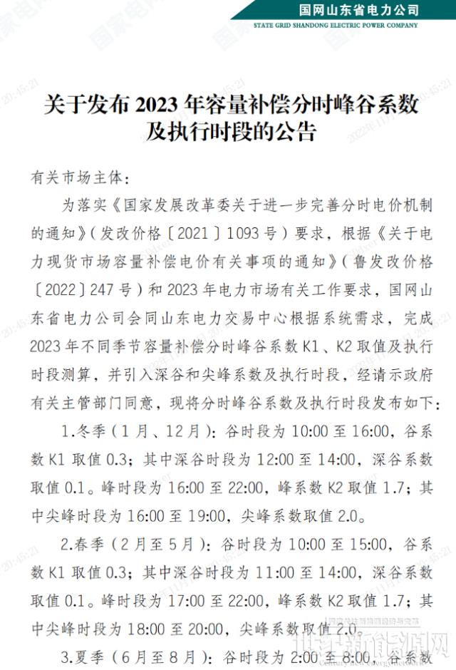 山东：9-21时执行最低0.1元/度！10千伏及以上工商业全部参与电力交易